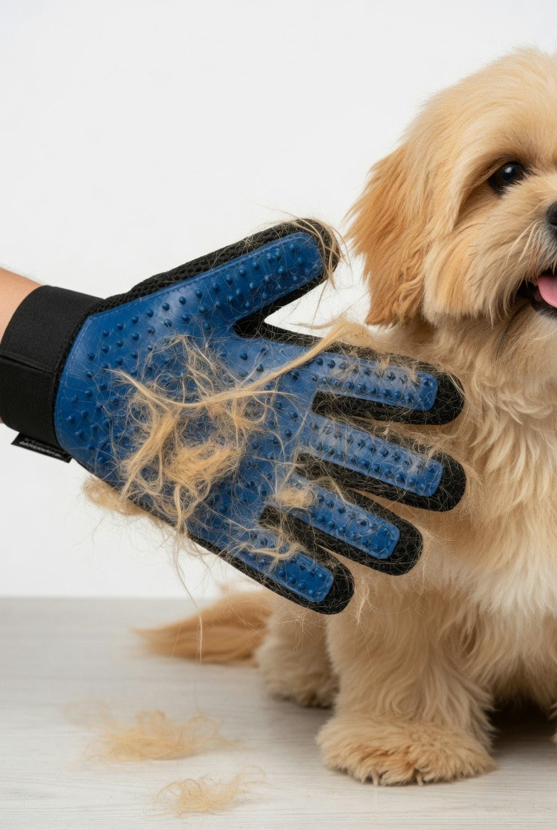 Pet Grooming Gloves - 5-Finger Deshedding Brush for Dogs & Cats