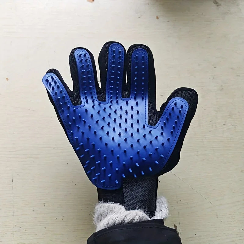 Pet Grooming Gloves - 5-Finger Deshedding Brush for Dogs & Cats