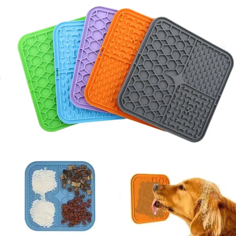 Silicone Lick Mat Pack – 4 Colors Slow Feeder Mats for Dogs & Cats