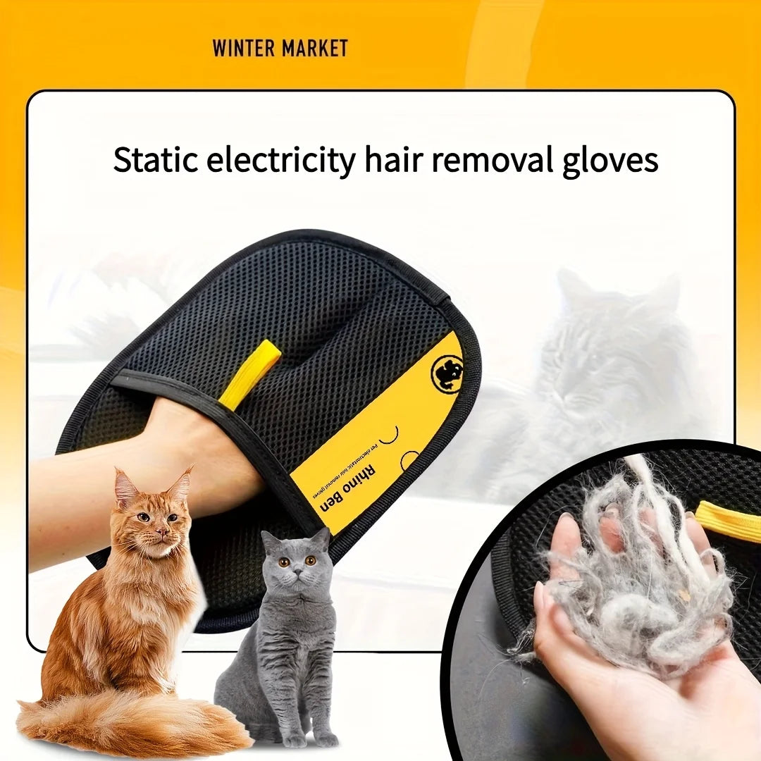 Electrostatic Pet Hair Removal Gloves – Magic Static Brush for Dogs & Cats